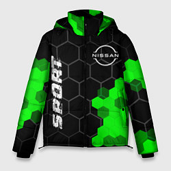 Куртка зимняя мужская Nissan green sport hexagon, цвет: 3D-черный