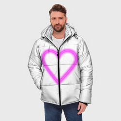 Куртка зимняя мужская Неоновое сиреневое сердце, цвет: 3D-светло-серый — фото 2