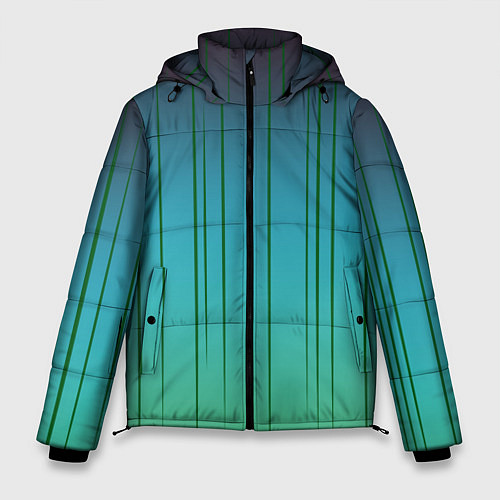 Мужская зимняя куртка Хаотичные зеленые линии / 3D-Светло-серый – фото 1