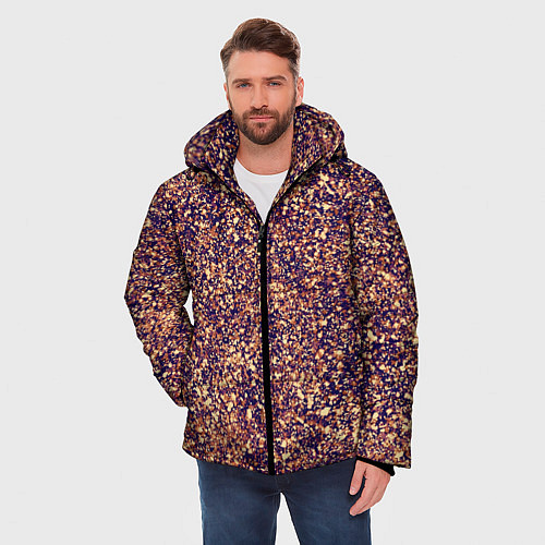 Мужская зимняя куртка Драгоценный фиолетово-медный абстракция / 3D-Черный – фото 3