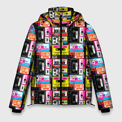 Куртка зимняя мужская Цветные аудиокассеты, цвет: 3D-черный
