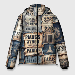 Куртка зимняя мужская Пэчворк джинсы из Парижа, цвет: 3D-красный
