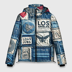 Мужская зимняя куртка Лос Анджелес на джинсах-пэчворк