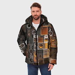 Куртка зимняя мужская Винтажные колонки, цвет: 3D-светло-серый — фото 2