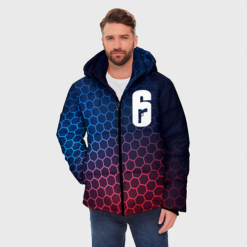 Мужская зимняя куртка Rainbow Six неоновые соты / 3D-Черный – фото 3