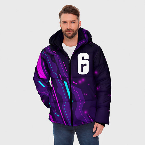 Мужская зимняя куртка Rainbow Six neon gaming / 3D-Черный – фото 3
