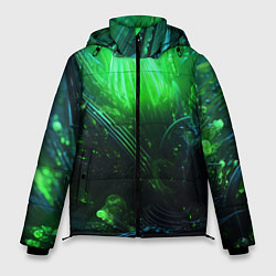Мужская зимняя куртка Зеленая кислотная яркая неоновая абстракция