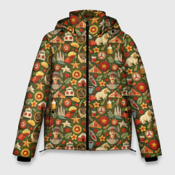 Куртка зимняя мужская Солдат и символика СССР, цвет: 3D-черный