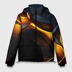Мужская зимняя куртка Разлом черных плит и оранжевая лава