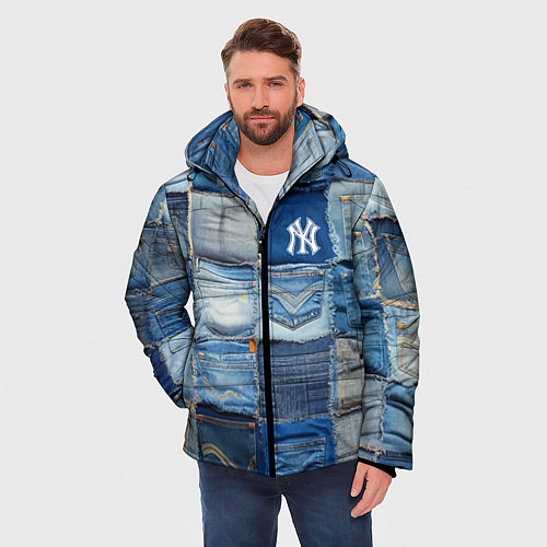 Мужская зимняя куртка Patchwork - New York yankees baseball team / 3D-Красный – фото 3