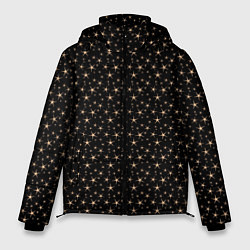 Куртка зимняя мужская Чёрный с золотыми звёздочками паттерны, цвет: 3D-черный