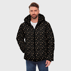Куртка зимняя мужская Чёрный с золотыми звёздочками паттерны, цвет: 3D-черный — фото 2