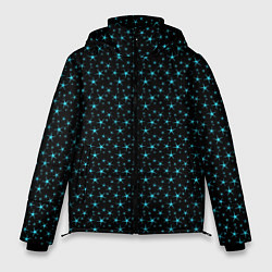 Мужская зимняя куртка Чёрный с голубыми звёздочками паттерн