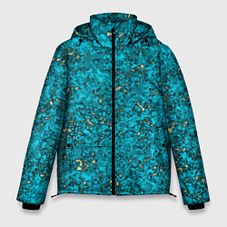 Куртка зимняя мужская Абстракция бирюзовый со свечением, цвет: 3D-светло-серый