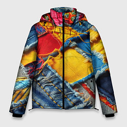 Мужская зимняя куртка Colorful denim patchwork - ai art
