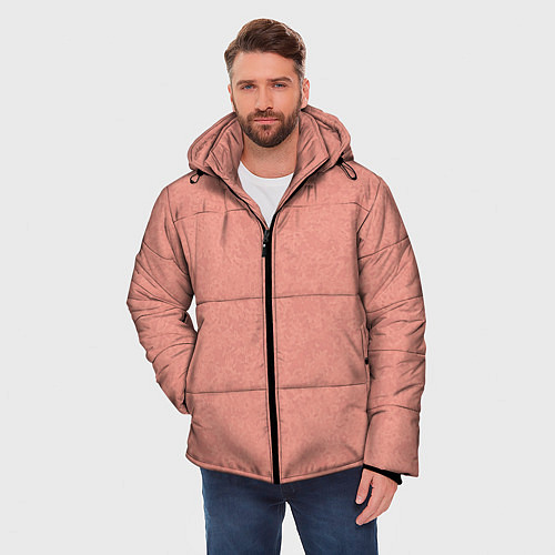 Мужская зимняя куртка Однотонный персиковый текстура / 3D-Черный – фото 3