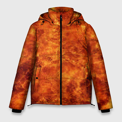 Мужская зимняя куртка Пламя 8бит текстура / 3D-Красный – фото 1