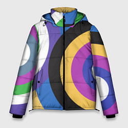 Куртка зимняя мужская Разноцветные круги, абстракция, цвет: 3D-черный