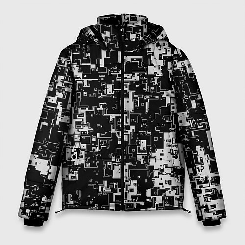Мужская зимняя куртка Геометрия черно-белая / 3D-Светло-серый – фото 1