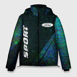 Куртка зимняя мужская Ford sport glitch blue, цвет: 3D-черный