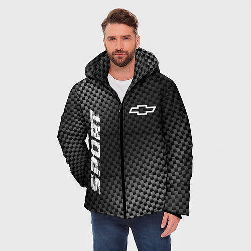 Мужская зимняя куртка Chevrolet sport carbon / 3D-Черный – фото 3