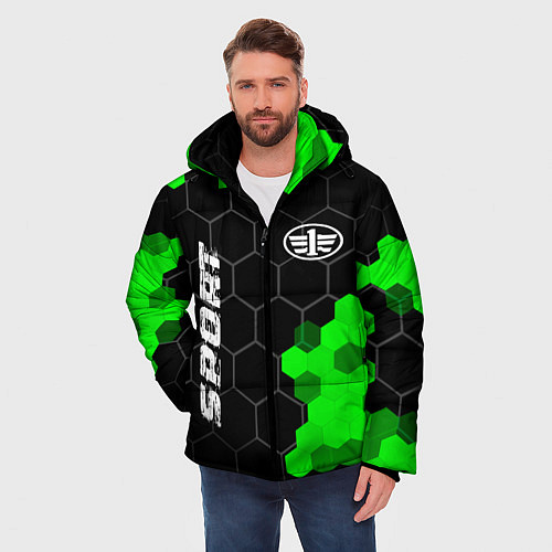Мужская зимняя куртка FAW green sport hexagon / 3D-Черный – фото 3