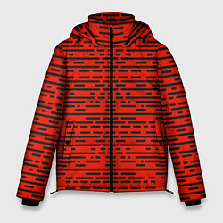 Мужская зимняя куртка Чёрные полосы на красном фоне