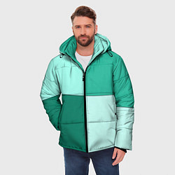 Куртка зимняя мужская Геометричный зелёный и мятный, цвет: 3D-светло-серый — фото 2