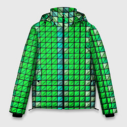 Мужская зимняя куртка Зелёные плитки и чёрная обводка