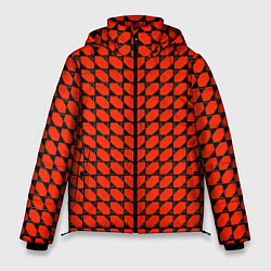 Куртка зимняя мужская Красные лепестки шестиугольники, цвет: 3D-светло-серый