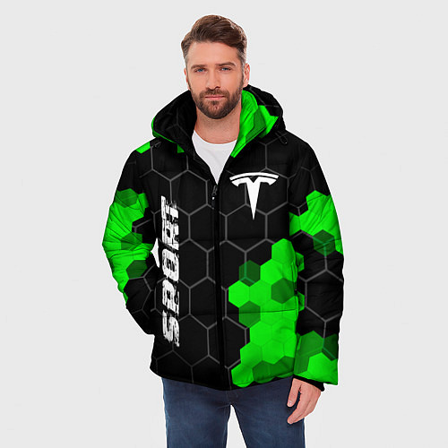 Мужская зимняя куртка Tesla green sport hexagon / 3D-Черный – фото 3