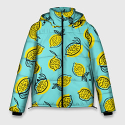 Куртка зимняя мужская Летние лимоны - паттерн, цвет: 3D-красный