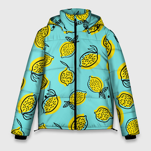 Мужская зимняя куртка Летние лимоны - паттерн / 3D-Красный – фото 1