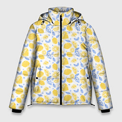 Куртка зимняя мужская Летний вайб - паттерн лимонов, цвет: 3D-черный