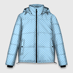 Куртка зимняя мужская Светлый голубой паттерн мелкая шахматка, цвет: 3D-черный
