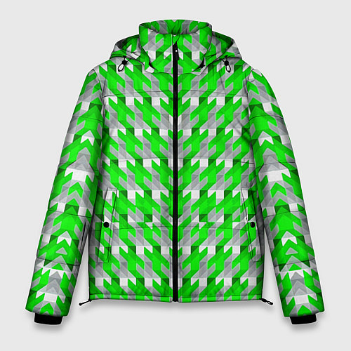 Мужская зимняя куртка Зелёно-белый паттерн / 3D-Красный – фото 1