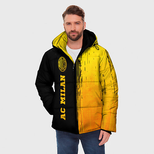Мужская зимняя куртка AC Milan - gold gradient по-вертикали / 3D-Черный – фото 3