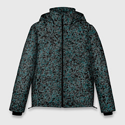 Мужская зимняя куртка Чёрно-бирюзовый эффект объёмной текстуры