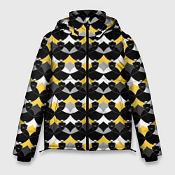 Куртка зимняя мужская Желто черный с белым геометрический узор, цвет: 3D-черный