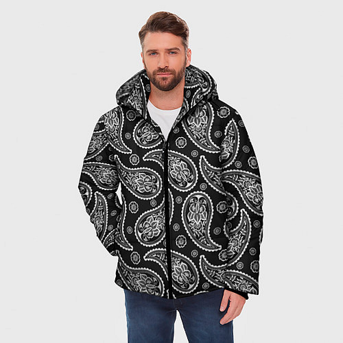 Мужская зимняя куртка Паттерн огурцы / 3D-Черный – фото 3