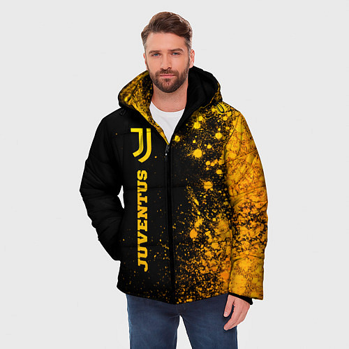 Мужская зимняя куртка Juventus - gold gradient по-вертикали / 3D-Черный – фото 3