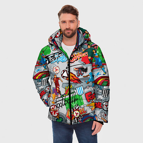 Мужская зимняя куртка Football is my life pattern / 3D-Красный – фото 3