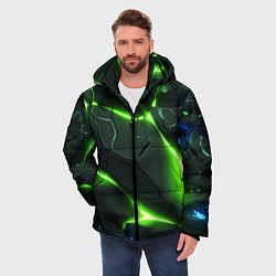 Куртка зимняя мужская Яркий неоновый свет из разлома плит, цвет: 3D-красный — фото 2
