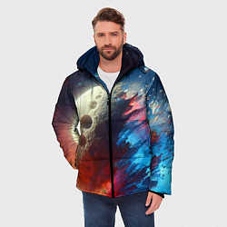 Куртка зимняя мужская Разрыв космического тела - нейросеть, цвет: 3D-светло-серый — фото 2