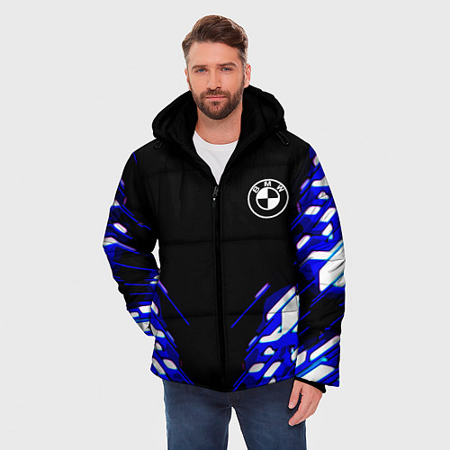 Мужская зимняя куртка BMW sport неоновый спорт / 3D-Черный – фото 3