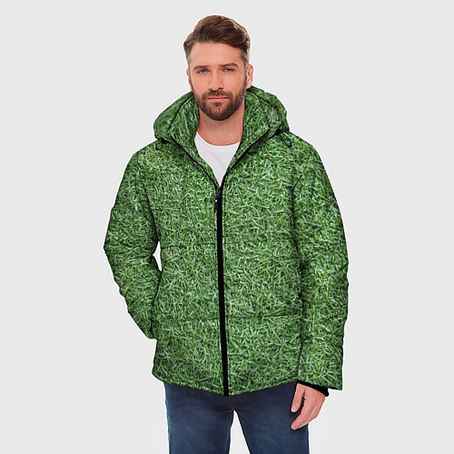 Мужская зимняя куртка Зеленая травка / 3D-Черный – фото 3