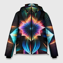 Куртка зимняя мужская Графические лепестки радужные, цвет: 3D-черный