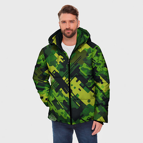 Мужская зимняя куртка Camouflage - pattern ai art / 3D-Светло-серый – фото 3