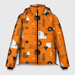 Мужская зимняя куртка Геометрия в стиле мемфис на оранжевом