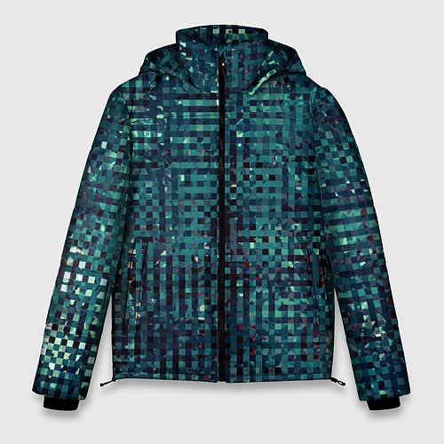 Мужская зимняя куртка Сине-бирюзовый абстрактный / 3D-Светло-серый – фото 1